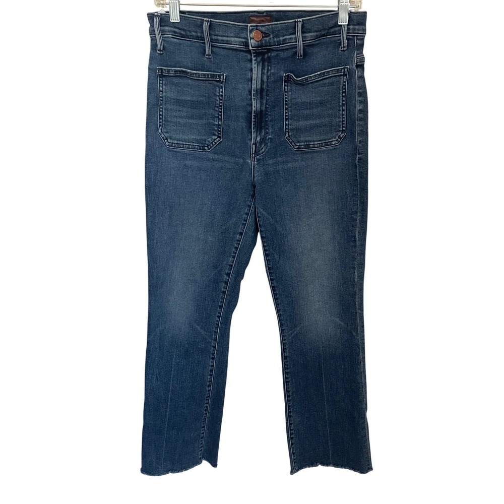 Mother The Hustler Patch Pocket Fray Jeans Out for the Evening Blue Size 30